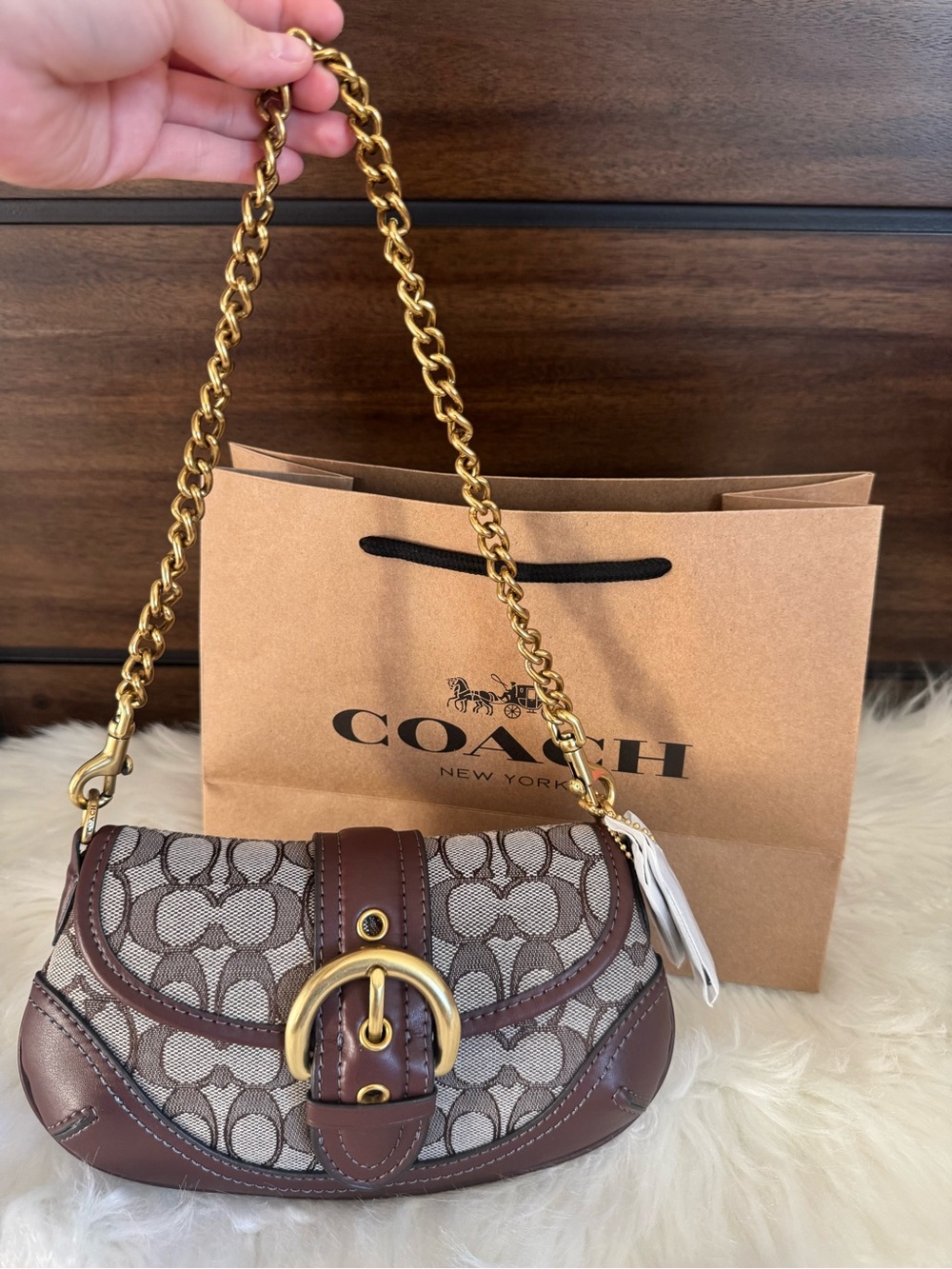 COACH mini soho bag brown comes with long strap new never used - Picture 2 of 5